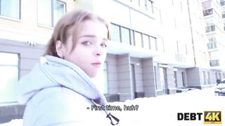 Debt. Sweet thing gives mouth and pussy to man who pays her debts