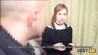 Debt. Pretty teen girl with a choker satisfies debt collector boner