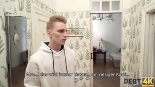 Debt. Russian shopaholic fucked by debt collector in front of Hubby