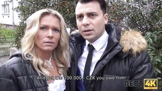 Debt. Big debt is the reason why the girl is fucked in the grooms presence