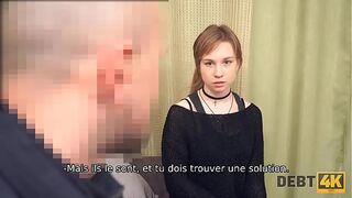 Debt. Attractive girl with a choker satisfies the boner of the debt collector