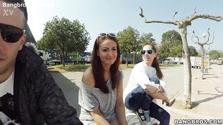 Big Tit Brunette Gets Fucked in Public