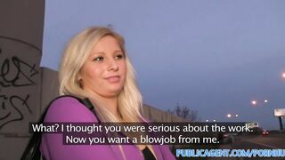 PublicSex Curvy blonde accepts sex for money offer at bus stop