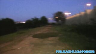 PublicSex Guy fucks glasses girl doggy style in public