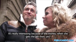 Public Sex Cheating wife with short blonde hair fucks for cash