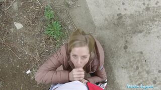 Public Sex Blonde runs from Police after fucking outdoors