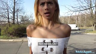 Public Sex Big cock gets blondes tight pussy wet in public forest fuck