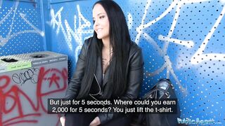 Public Sex Sticky facial for busty hot Czech teen under railway bridge