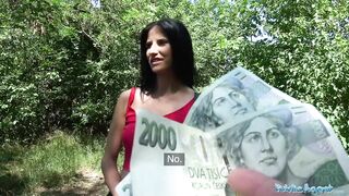 Public Sex Busty horny lady gets fucked in the woods for cash