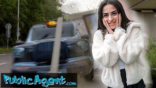 Public Sex petite British Brunette Sucks and Fucks after Nearly Getting Run Over by a Runaway Taxi