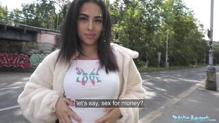 Public Sex petite British Brunette Sucks and Fucks after Nearly Getting Run Over by a Runaway Taxi