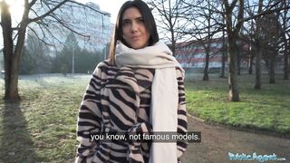 Public Sex Beautiful Brunette Biology Student Cums Over a Stranger Cock