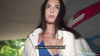 Public Sex Spanish teen outdoor POV public blowjob tight pussy filled with big dick