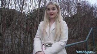 Public Sex Hot Blonde from California Sucks and Fucks a Huge European Cock