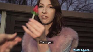 Public Sex Chanel Kiss sucks cock before being bent over in public toilets for sex