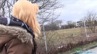 Public Sex Shy Teenager bends over for a big cock