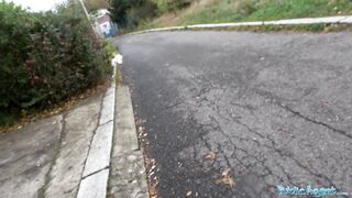 Public Sex Cute Blonde Russian babe fucked through tights at roadside