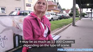 PublicSex Short haired blonde fuckes for a part in a fake movie