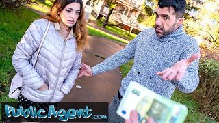 Public Sex Tight Spanish babe gives blowjob and fuck behind husbands back