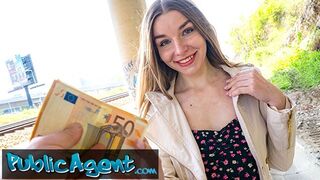 Public Sex - Cute young long haired Ukrainian talked into having sex with a stranger outdoors